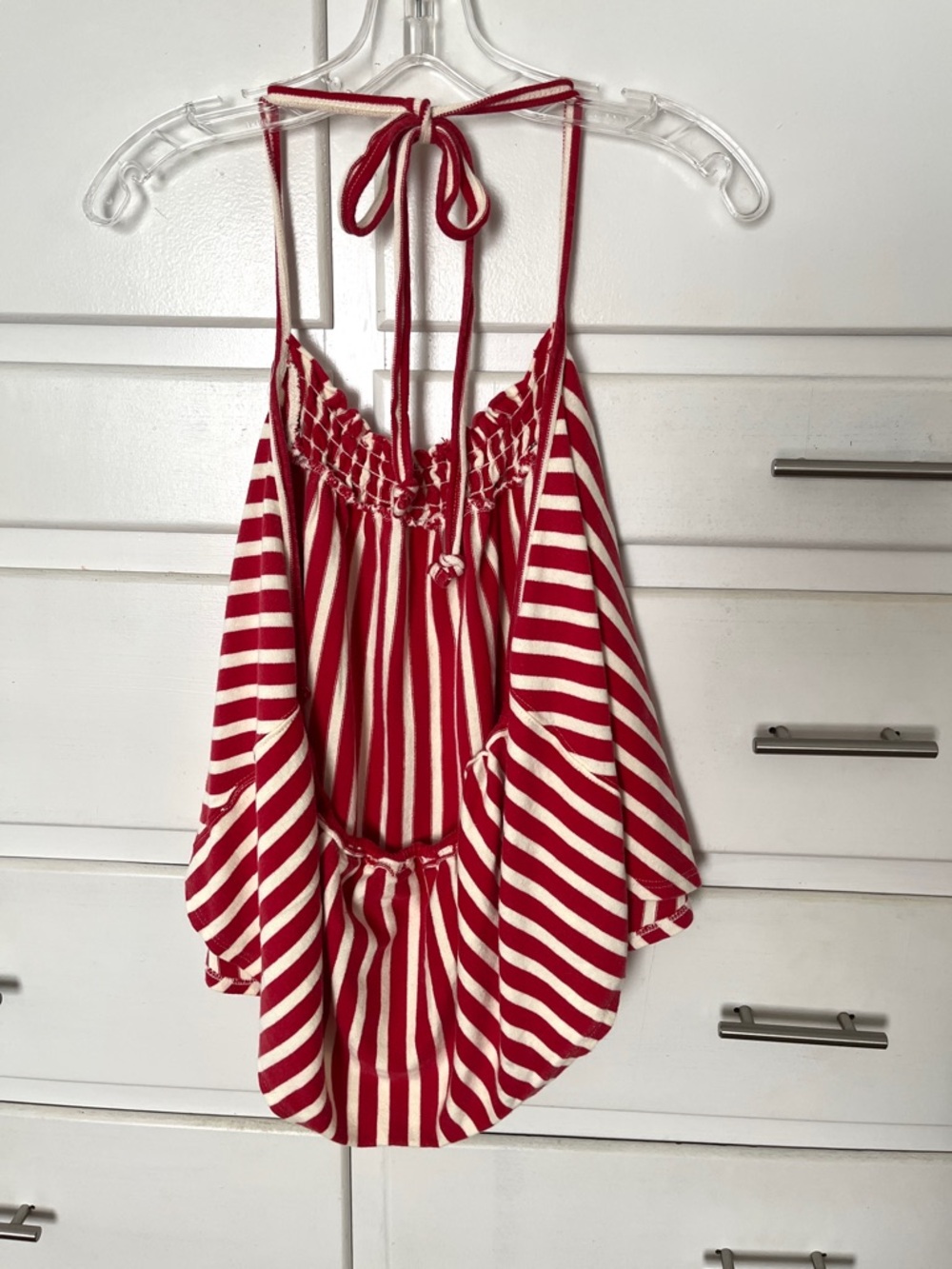 Free People 🆕 Coastal Town Red Striped Halter Top size X large - Picture 7 of 12